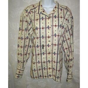 Vintage 90's Banjo Women's Shirt Size Medium Oversized Top Southwestern Print